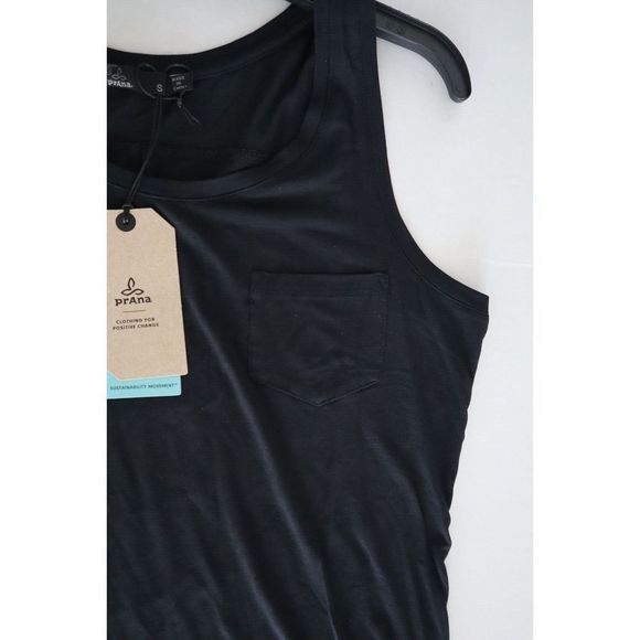 PrAna W11170143 Women's Sz S Black Foundation Scoop Neck Tank Top - Picture 4 of 7